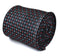 navy tie with red and light blue pin spots